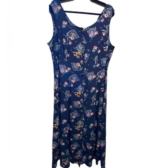 Coco Bianco Dresses & Skirts - Coco Bianco Button Front Dress Women’s Size 18 Midi Floral Sleeveless A-Line